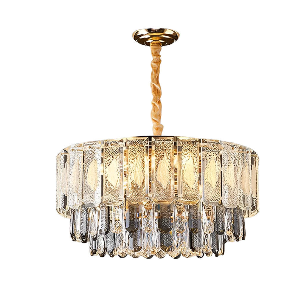 Round 3-Step Dimming LED Crystal Strip Postmodern Chandelier
