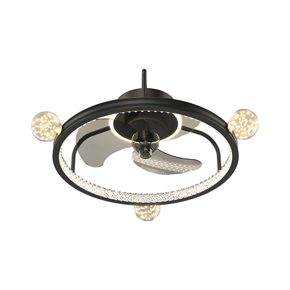 Round Acrylic Ball Decor 3 Step Dimming Modern Bladeless Ceiling Fan Light-Lighom