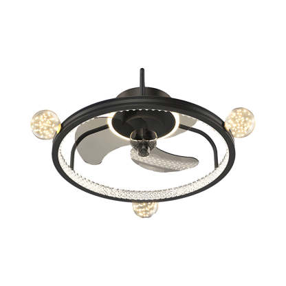 Round Acrylic Ball Decor 3 Step Dimming Modern Bladeless Ceiling Fan Light-Lighom