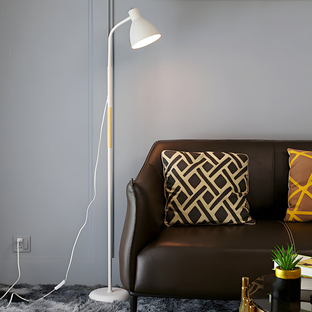 59" Wood Metal Arc LED Task Floor Lamp — Black