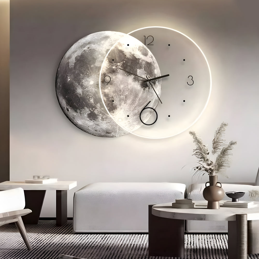 Moon Lunar Wall Clock USB Remote LED Wall Lamp Painting