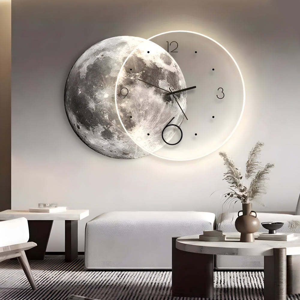 Moon Lunar Wall Clock USB Remote LED Wall Lamp Painting