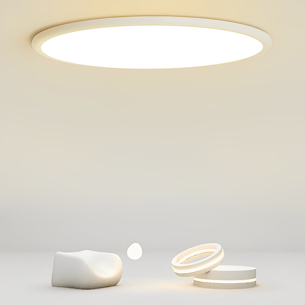 Lighom modern circle black flush mount lighting in synthetic — Cool White (6000K) / Matte Black