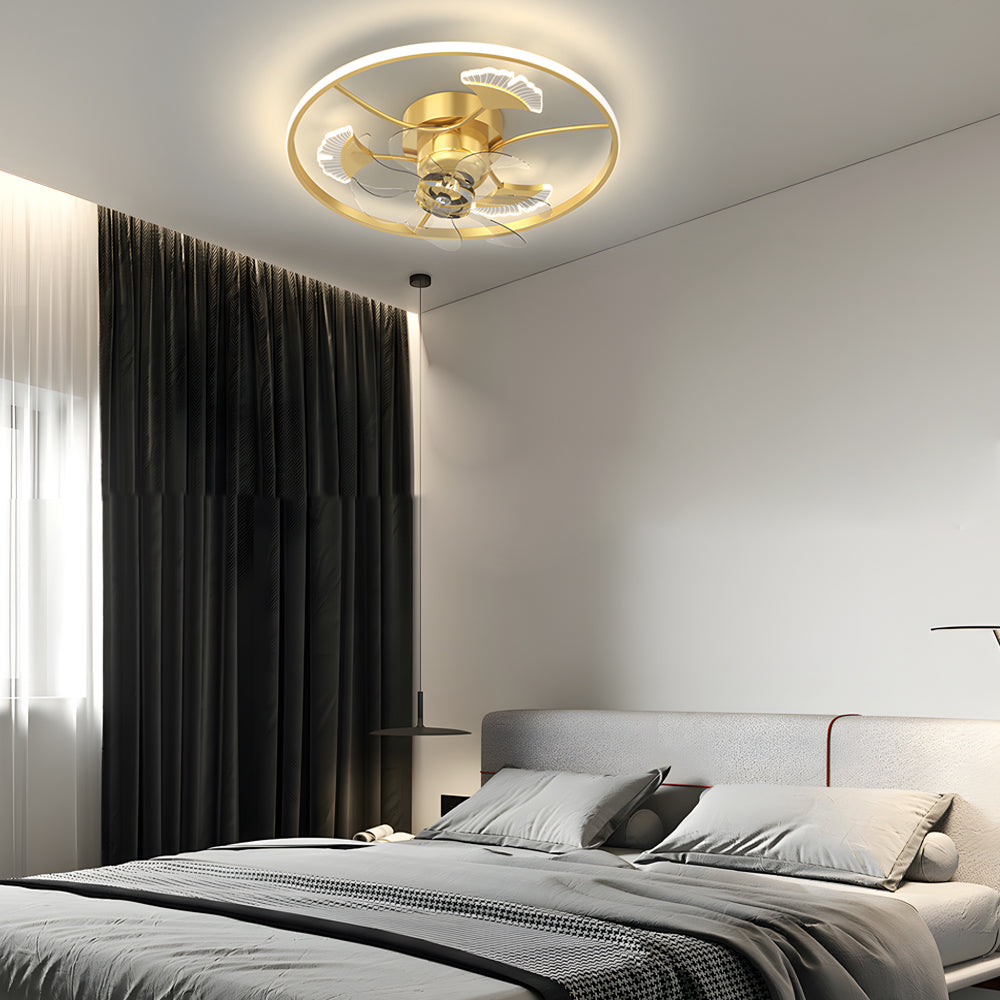Round Ginkgo Leaf 3-Step Dimming Modern Ceiling Fan