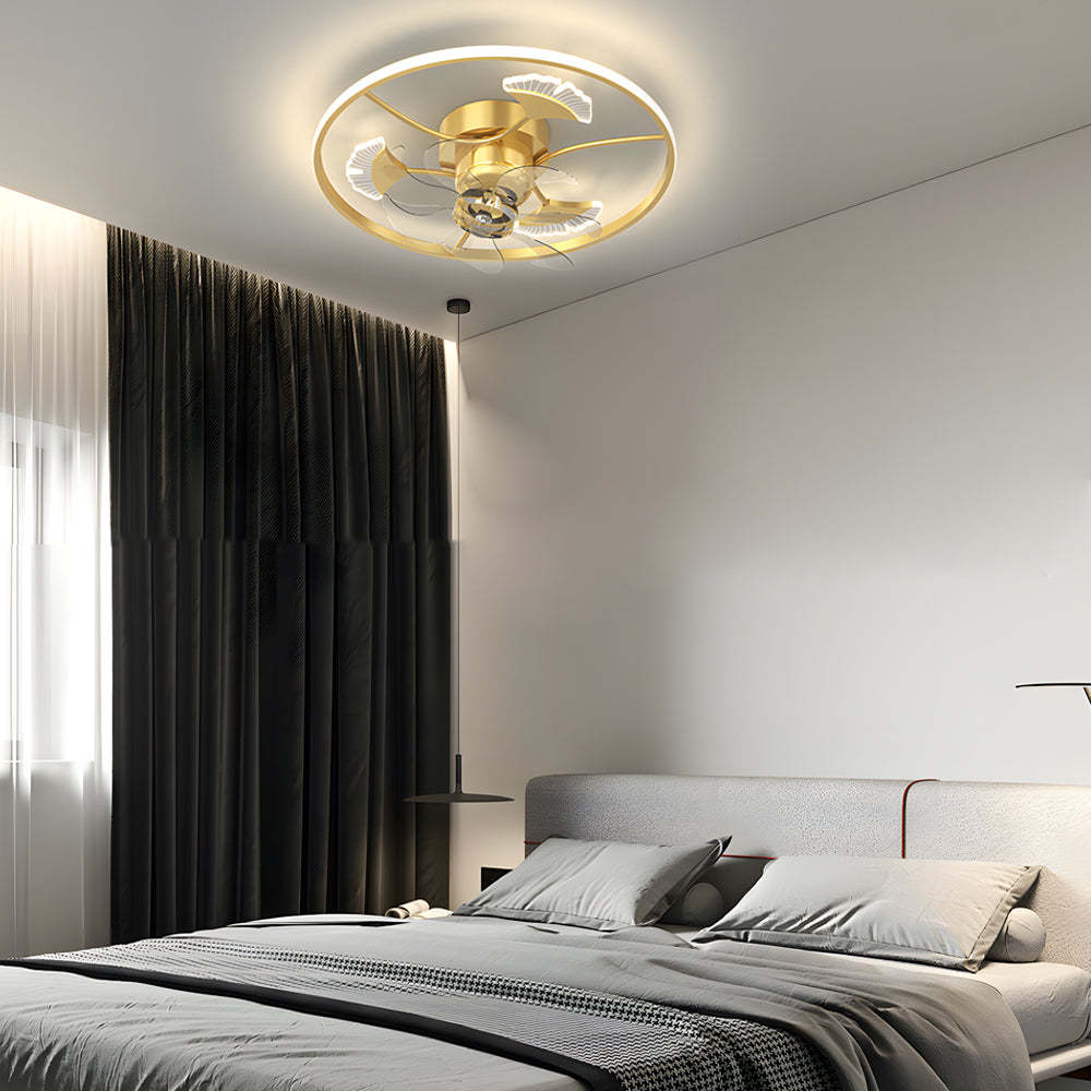 Round Ginkgo Leaf 3-Step Dimming Modern Ceiling Fan