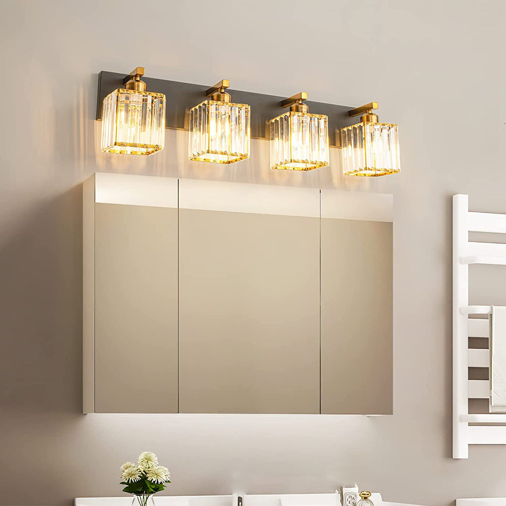4/5 Square Crystal Luxury Electroplated Metal American Style Wall Lamp-Lighom