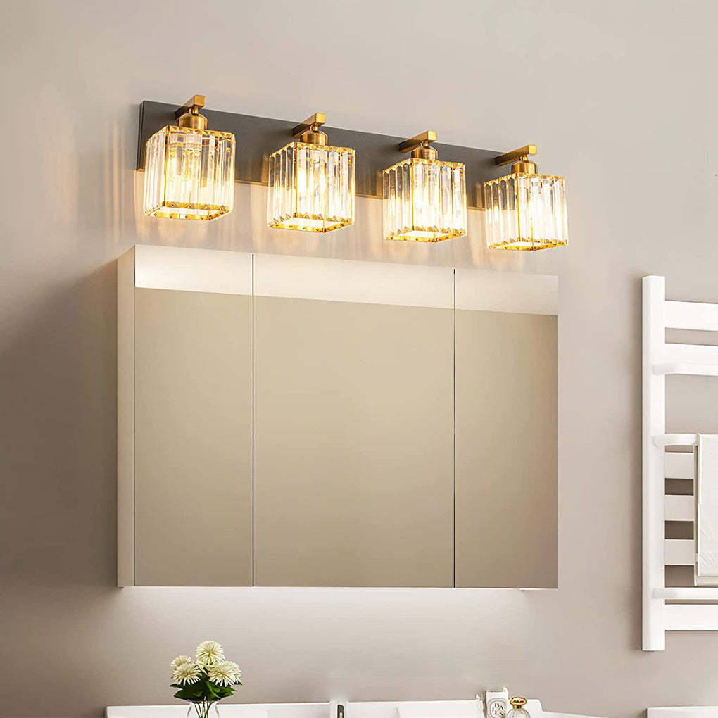 4/5 Square Crystal Luxury Electroplated Metal American Style Wall Lamp-Lighom