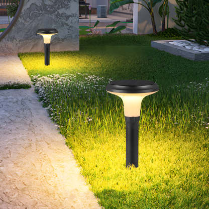 Black Solar Lawn Bollard Light-Lighom