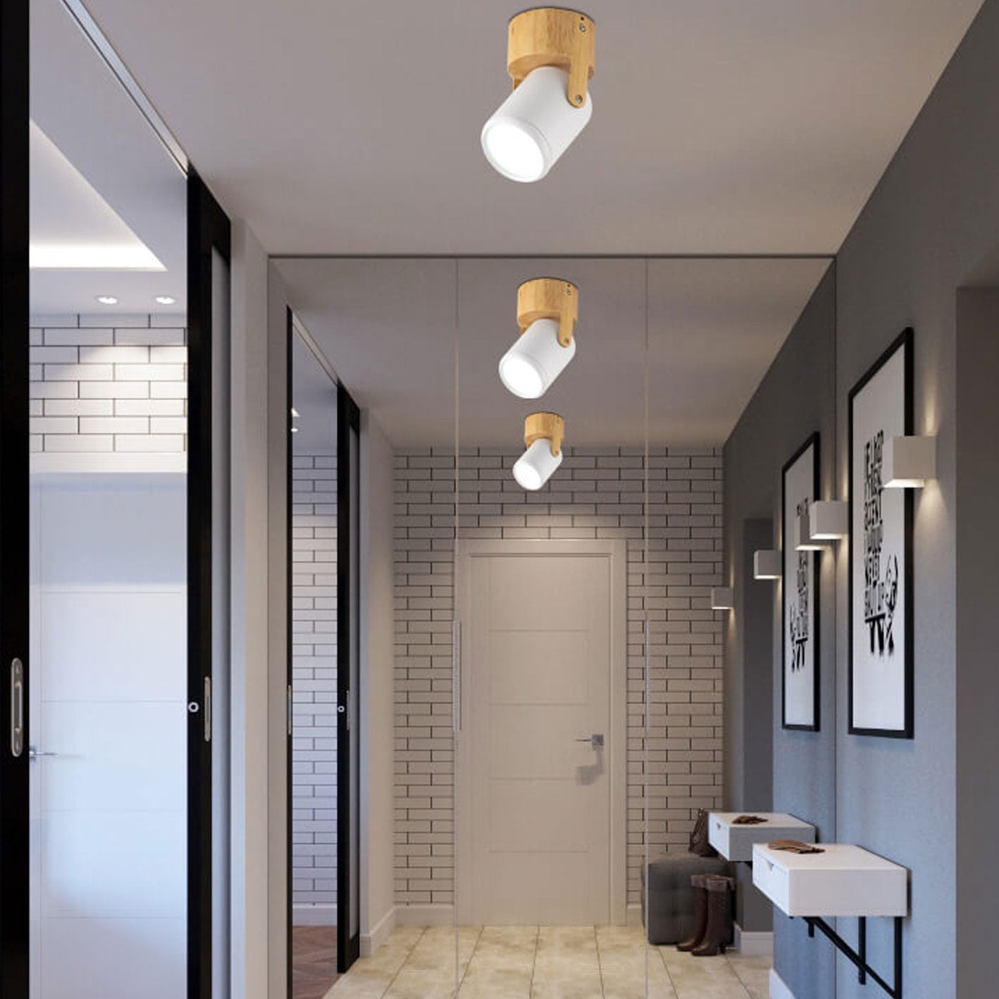 Nordic Minimalist Track Spotlight 1/3-Light Flush Mount