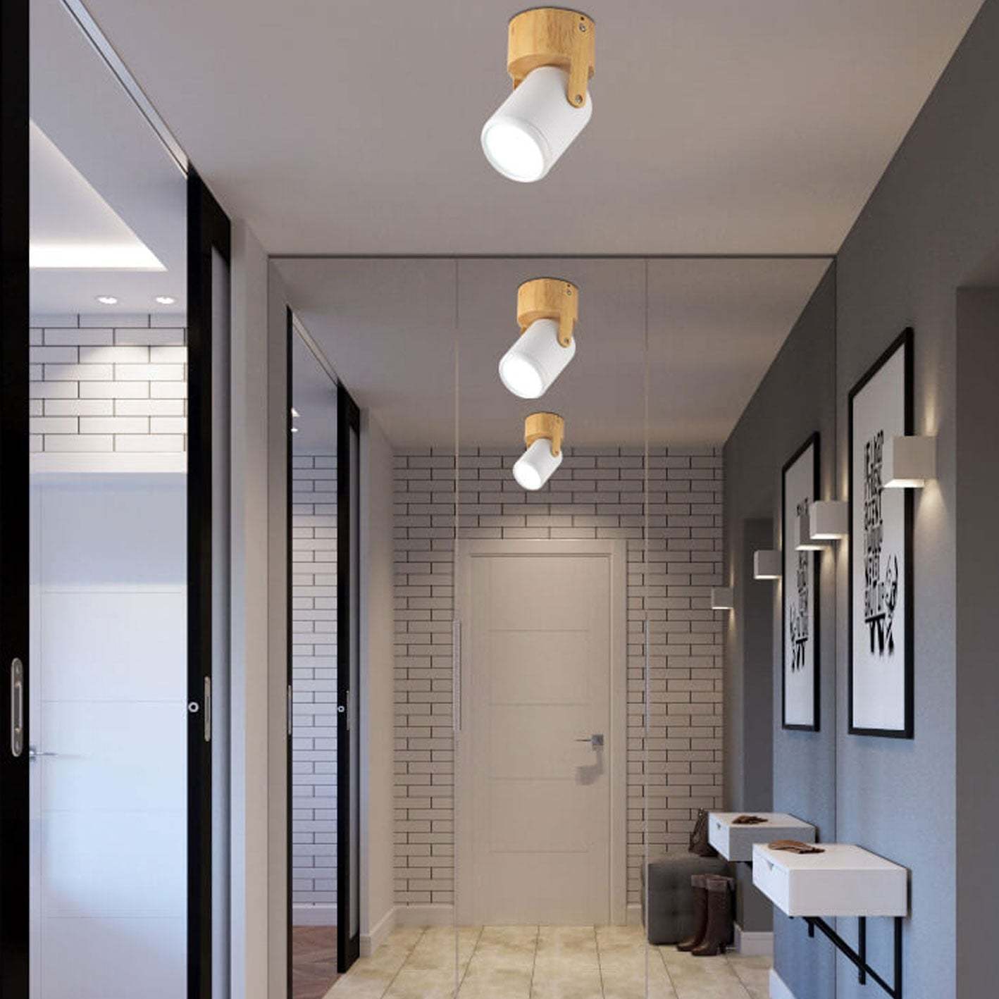 Nordic Minimalist Track Spotlight 1/3-Light Flush Mount