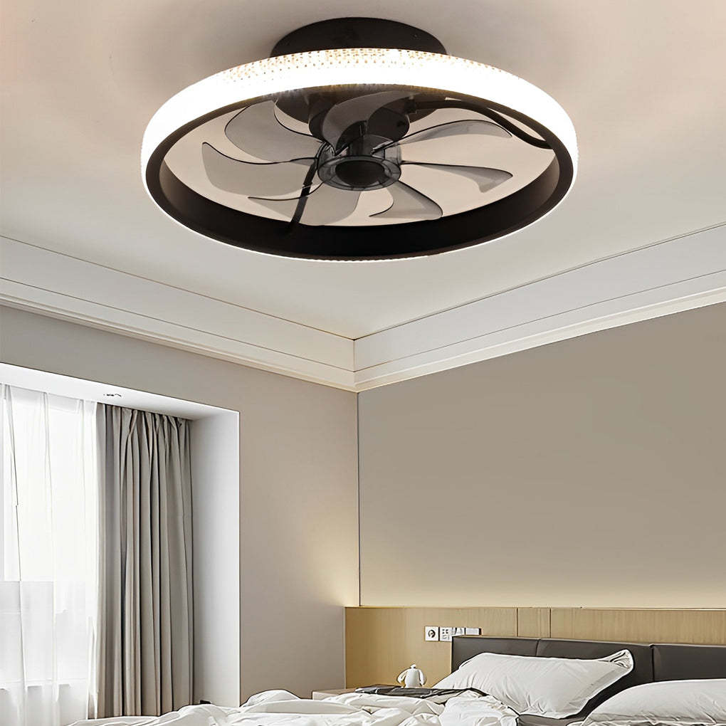 Round Inverter Mute LED Dimmable Bladeless Ceiling Fan