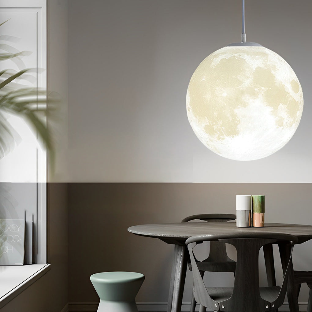 Round Moon Lunar 3D White Pendant Lamp