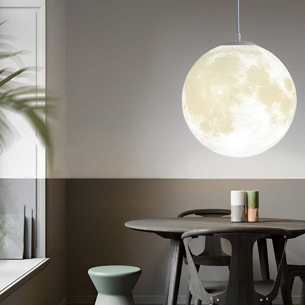 Round Moon Lunar 3D White Pendant Lamp