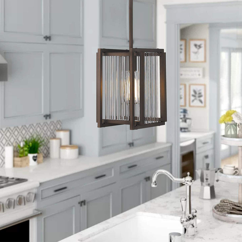 Square Iron Frame Retro Industrial Dining Chandelier