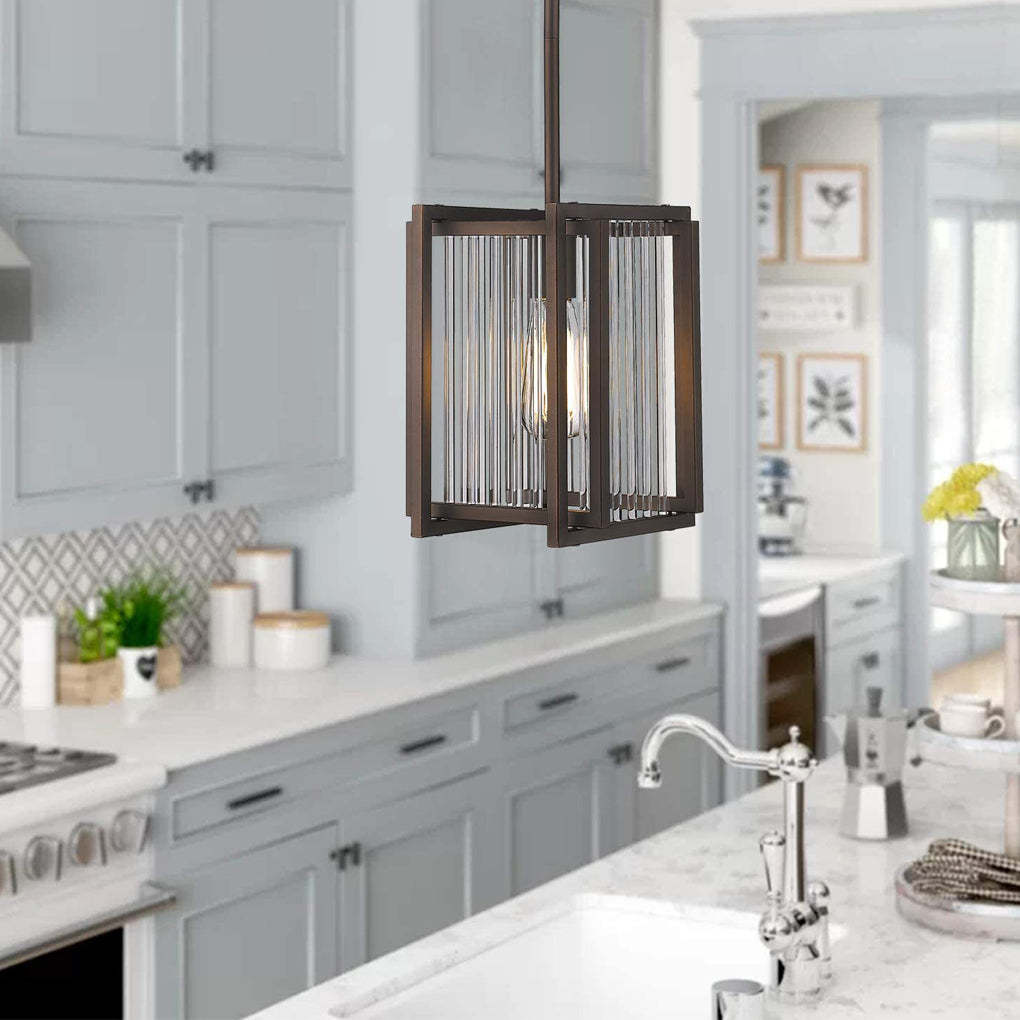 Square Iron Frame Retro Industrial Dining Chandelier
