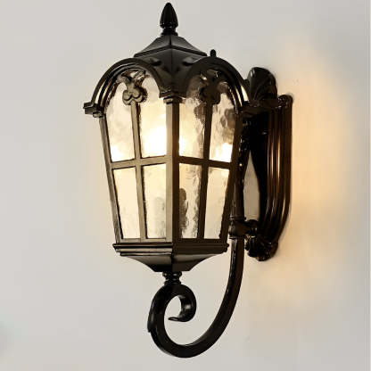 Vintage Glass Waterproof Black European-style Outdoor Wall Lamp Exterior Lights-Lighom