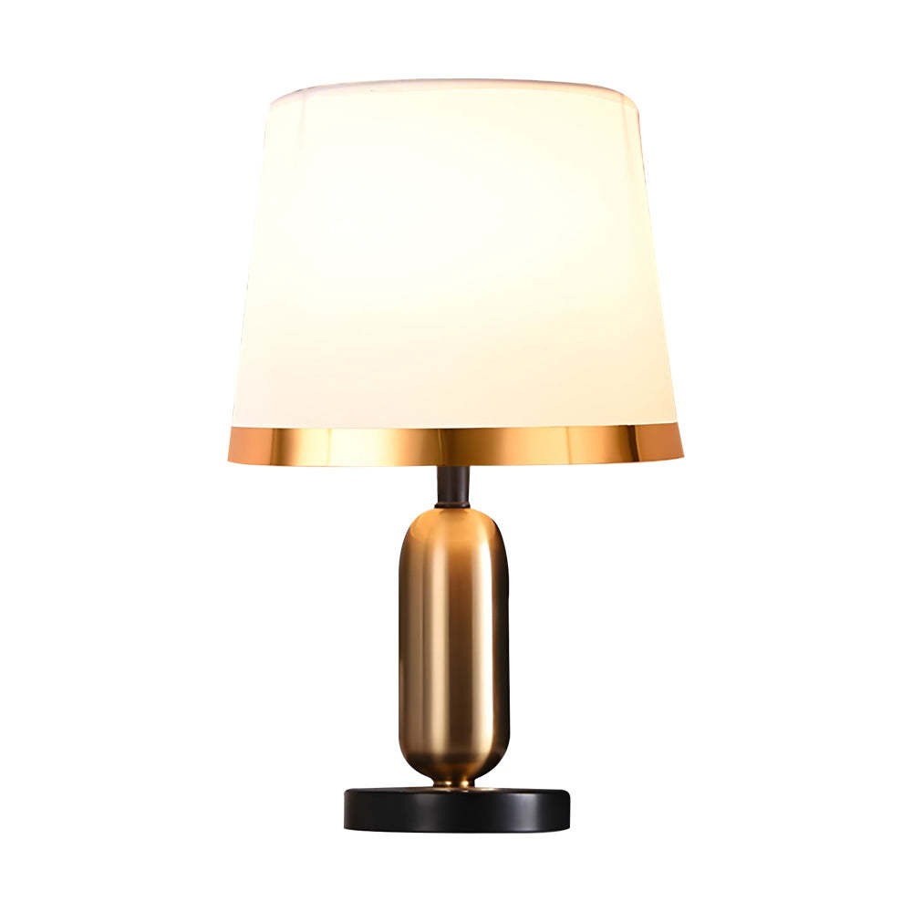 Vintage White/Black and Mid-Century Modern Brass Table Lamp-Lighom
