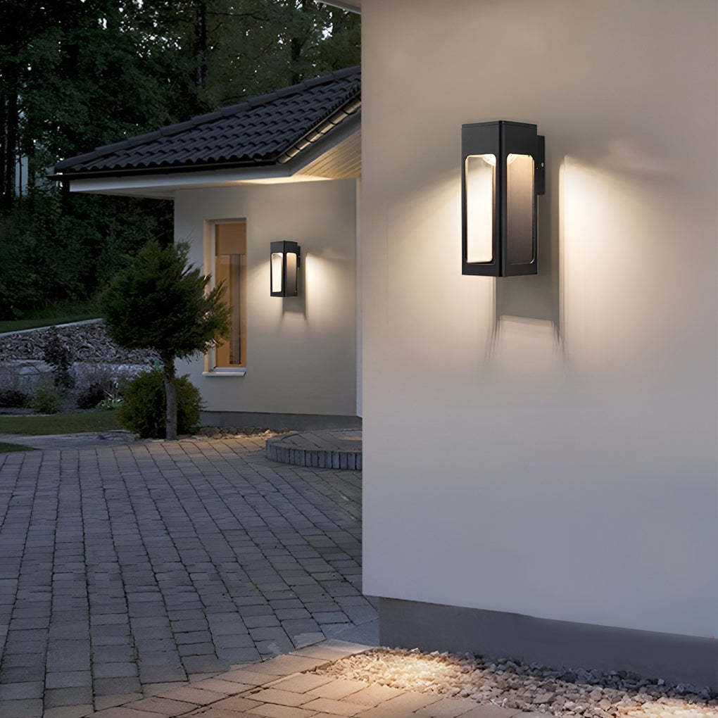 Rectangular IP65 Waterproof 12W LED Black Modern Outdoor Wall Lamp Sconces-Lighom