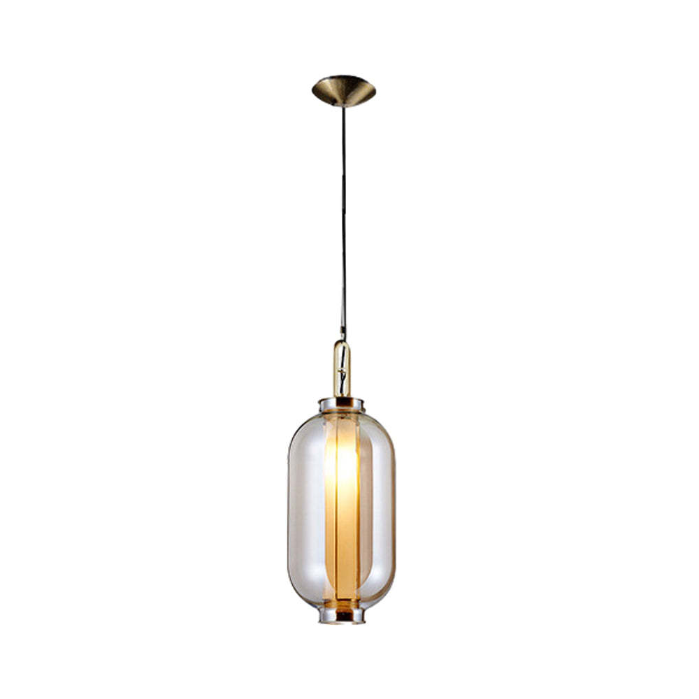 Amber Glass Shade Post-Modern Pendant Lamp