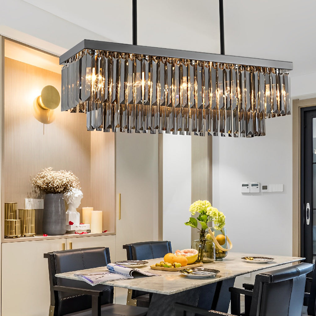 Crystal Dimmable Smoke Gray Modern Chandelier