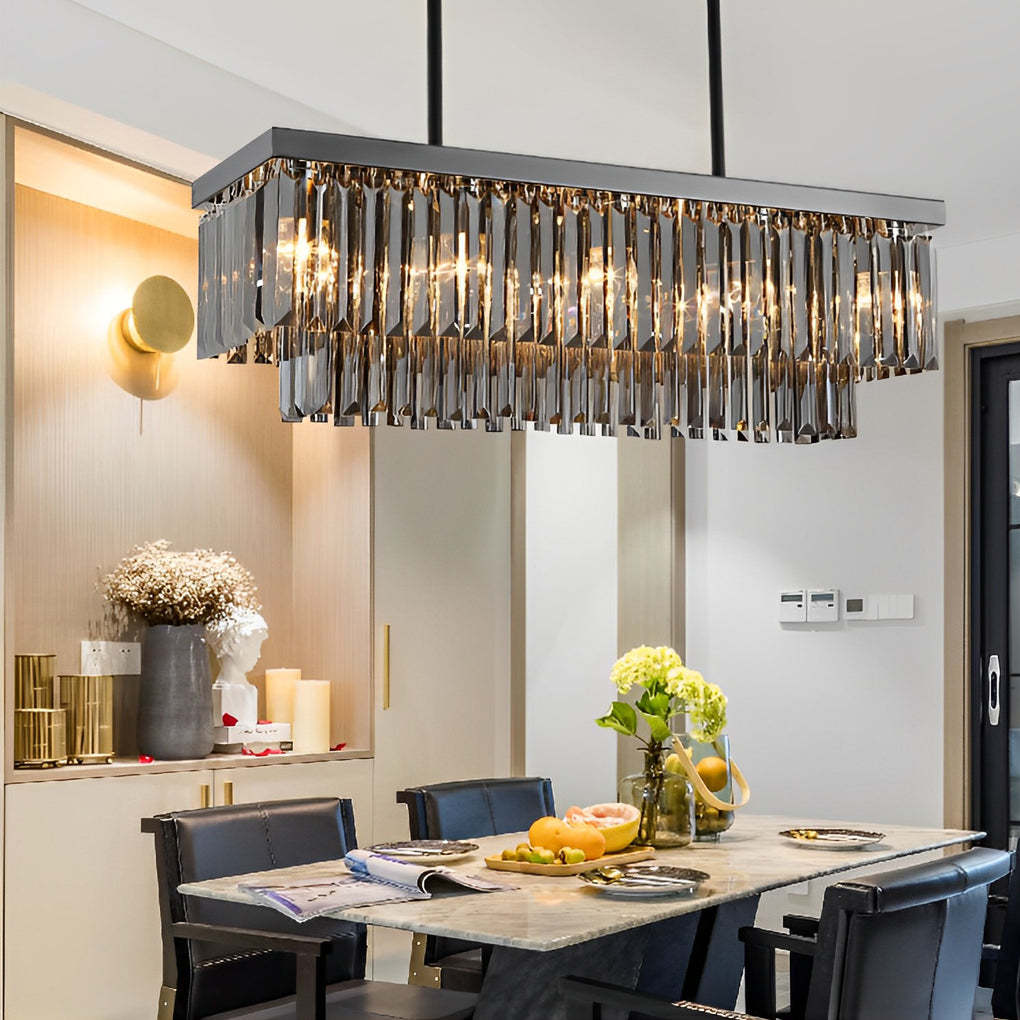 Crystal Dimmable Smoke Gray Modern Chandelier