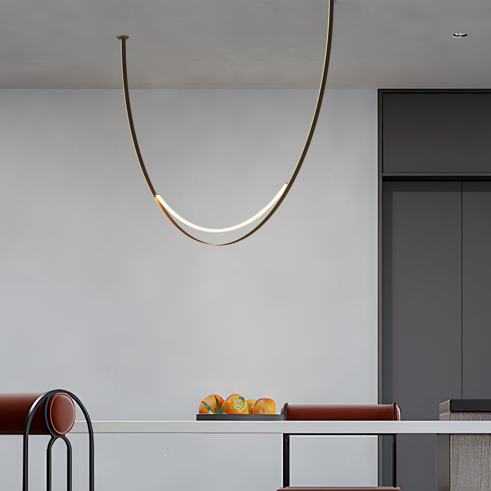 Leather Belt LED Modern Staircase Chandelier