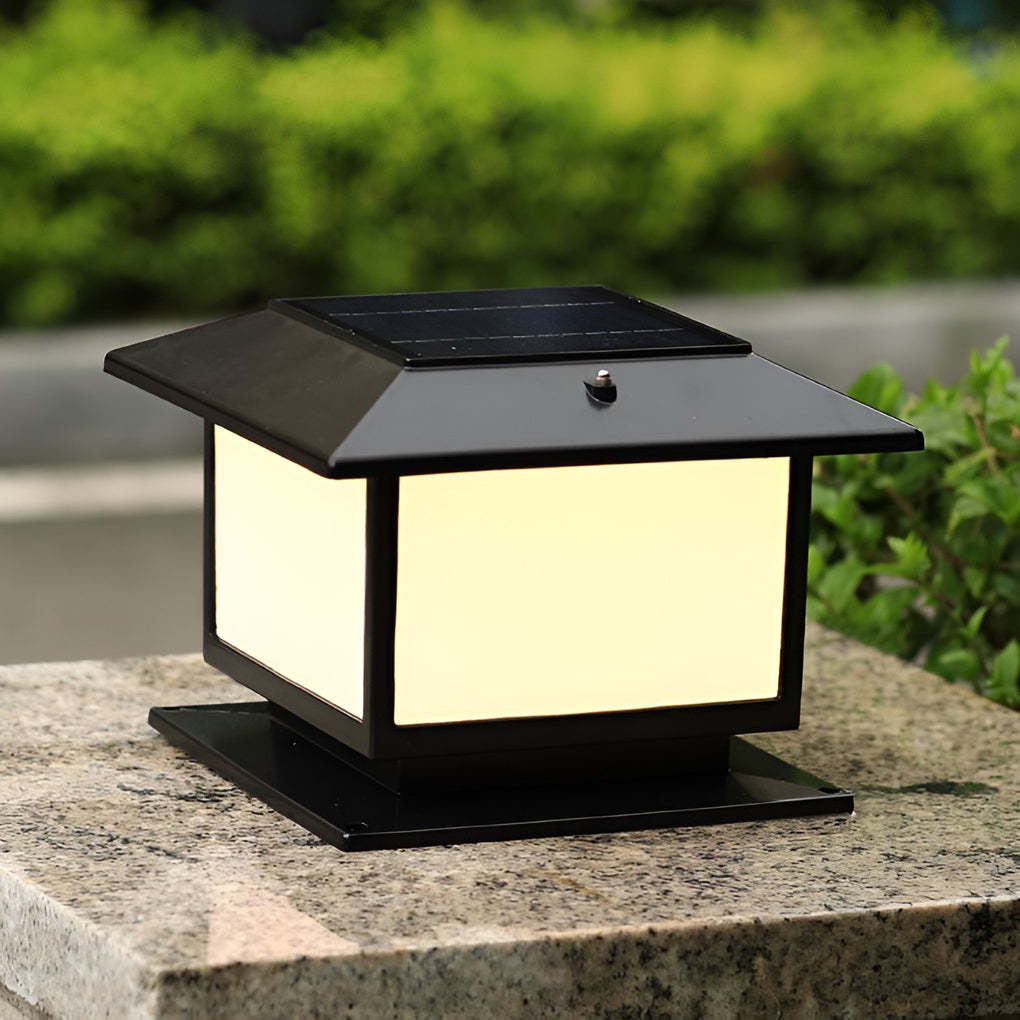 Square Dimmable LED Solar Fence Post Light