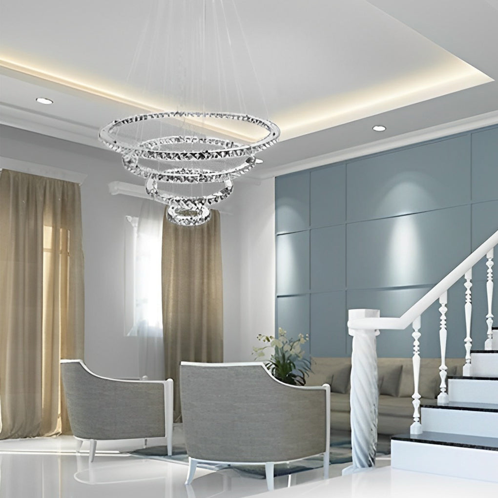 4-Ring Crystal LED Modern Pendant Chandelier