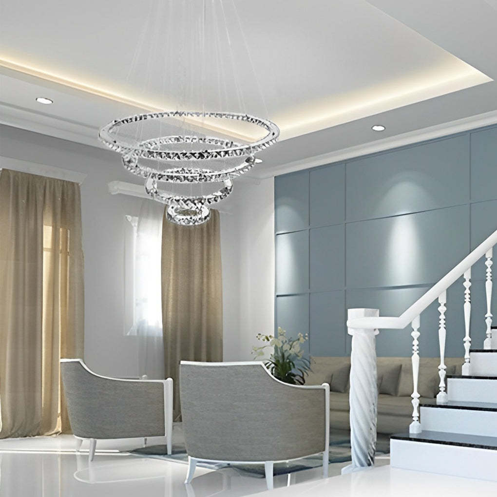 4-Ring Crystal LED Modern Pendant Chandelier