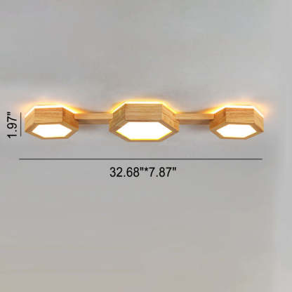 Modern Wooden Hexagonal LED Flush Mount Light