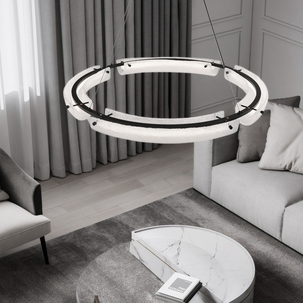 LED Frosted Water Glass Ring Chandelier