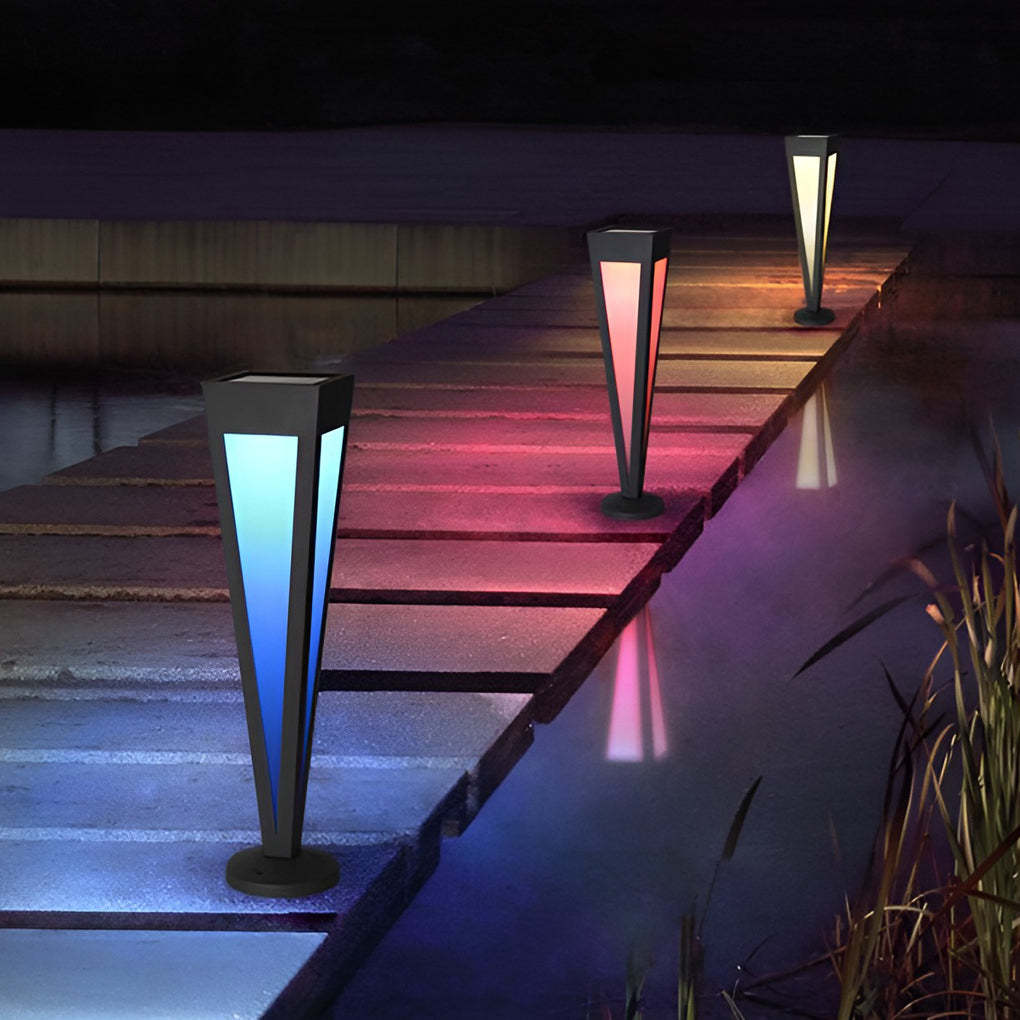 Square Conical RGB LED Solar Pathway Light