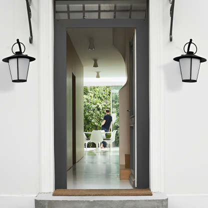 1-Light 13 In. Vintage White Opal Frosted Glass Black Outdoor Wall Light-Lighom