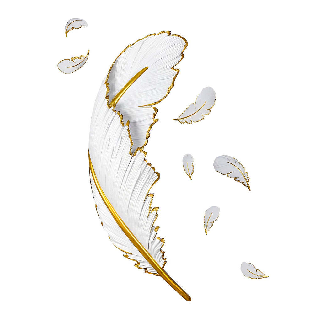 Modern Art Decorative Resin Feather LED Strip Dimmable White Wall Sconces-Lighom