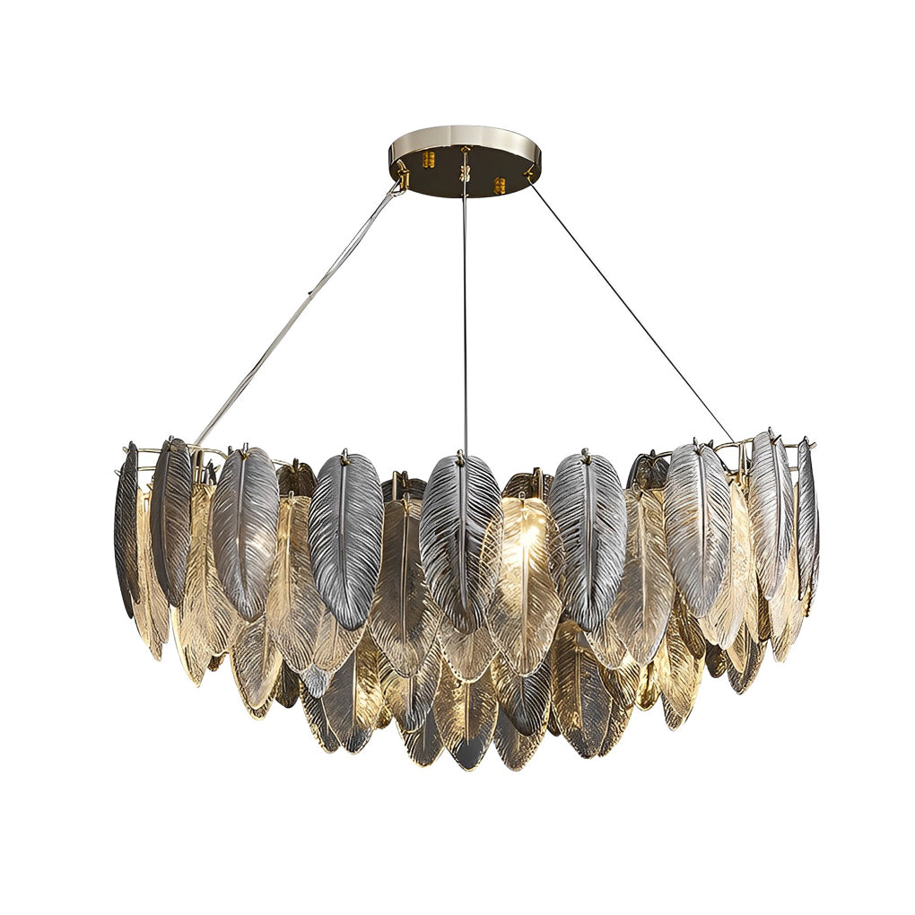 Romantic Creative Feathers Glass Three Step Dimming Modern Chandelier-Lighom