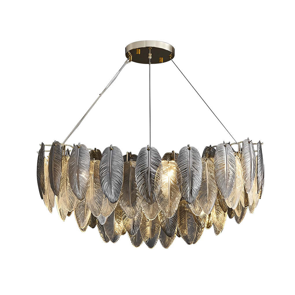 Romantic Creative Feathers Glass Three Step Dimming Modern Chandelier-Lighom