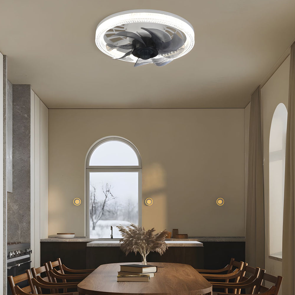 12.2 in. Low Profile 7 Blades LED Flush Mount Ceiling Fan-Lighom