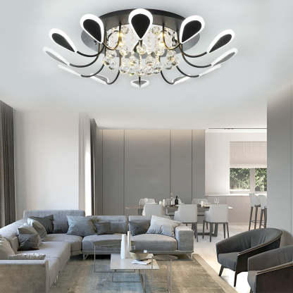 Creative Flower Shaped Dimmable LED Crystal Modern Ceiling Lights-Lighom