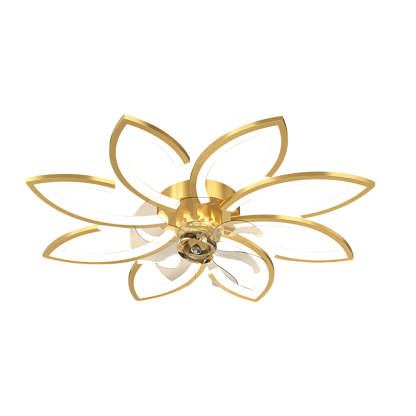 Modern Flowers 3-Step Dimming LED Nordic Flush Mount Fan