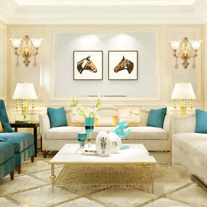 2 Lights Flowers Crystal Glass Three Step Dimming European-Style Wall Lamp-Lighom