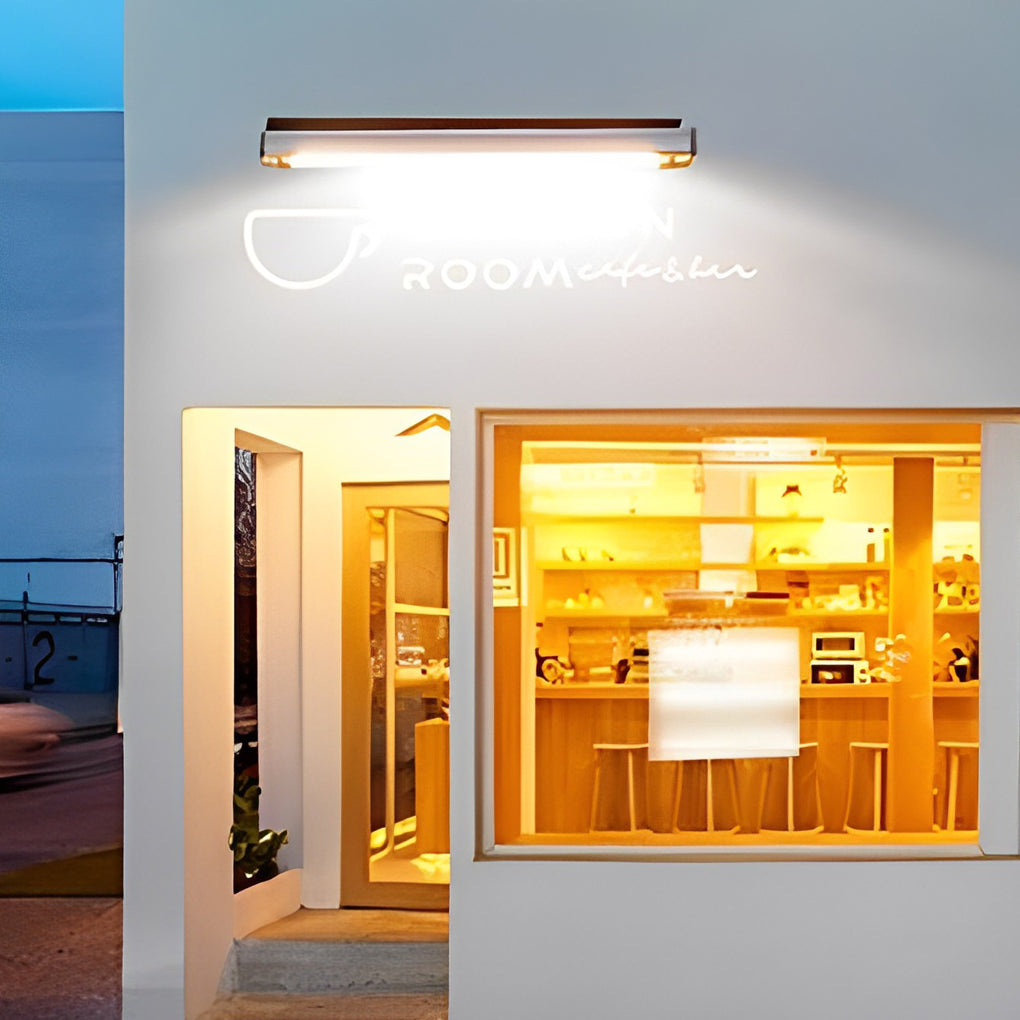 Lighom modern signboard rectangular black outdoor wall lighting in metal — Warm White (3000K) / Set of 2