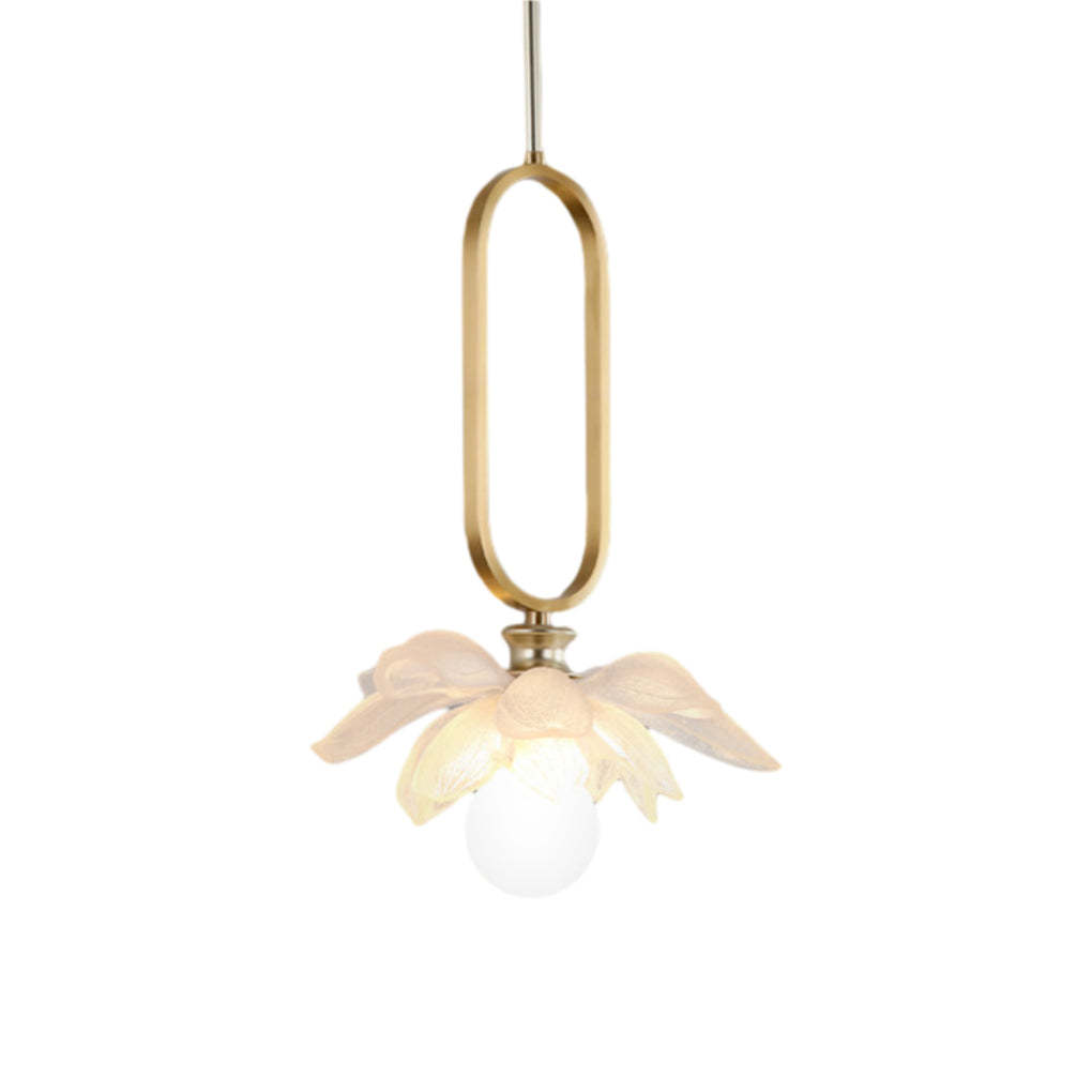 Lotus Flower Luminous Copper Oval Ring LED Pendant