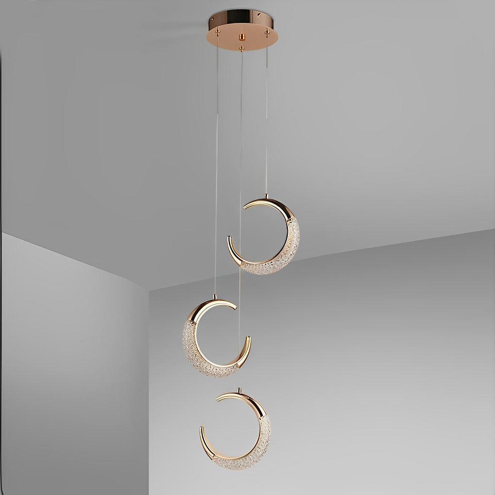 Curvy Moon Plated LED Modern Island Pendant