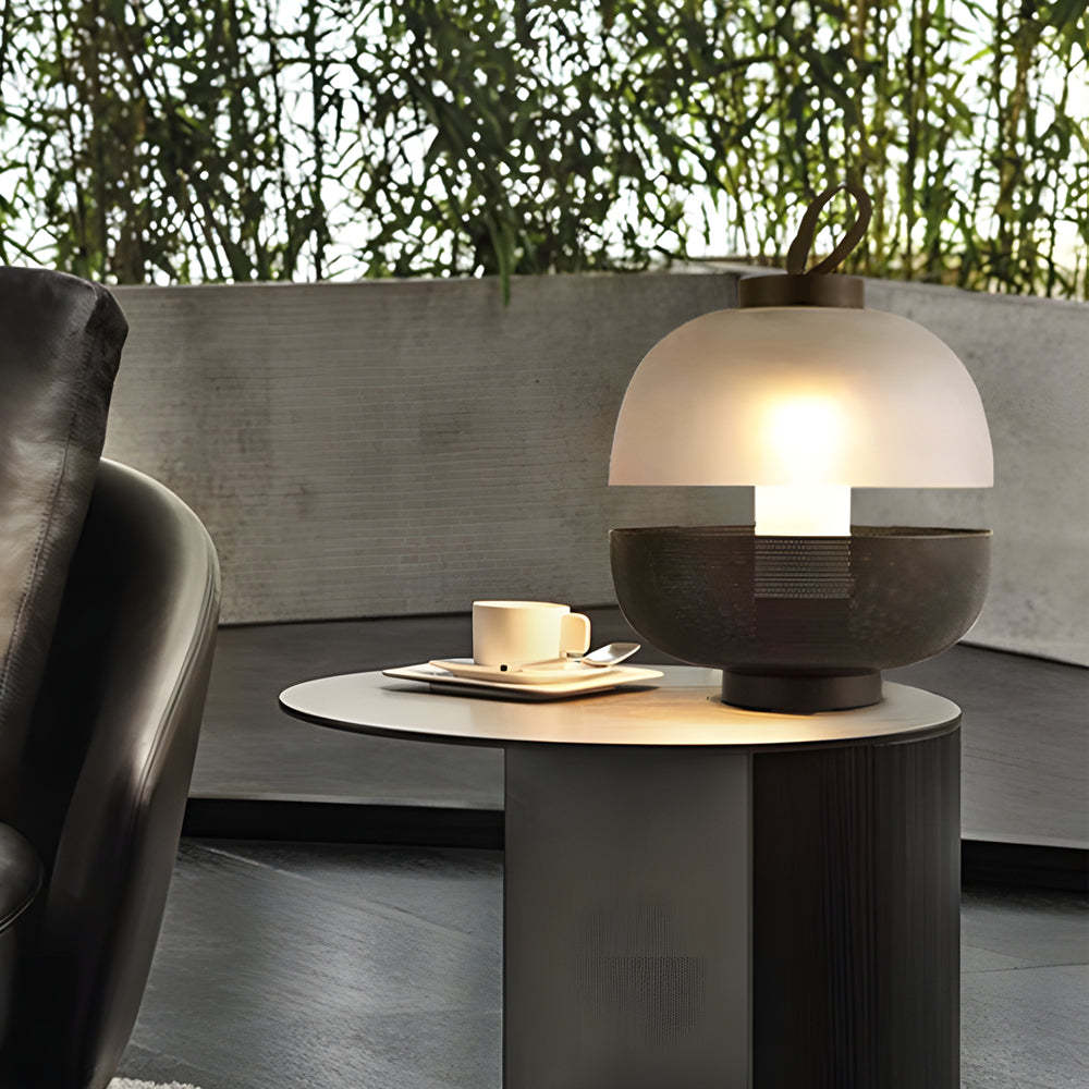 11" Mesh Metal Frosted Glass LED Table Lamp