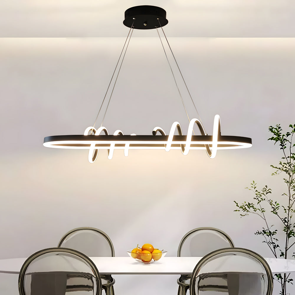 LED Dimmable Spiral Line Dining Chandelier