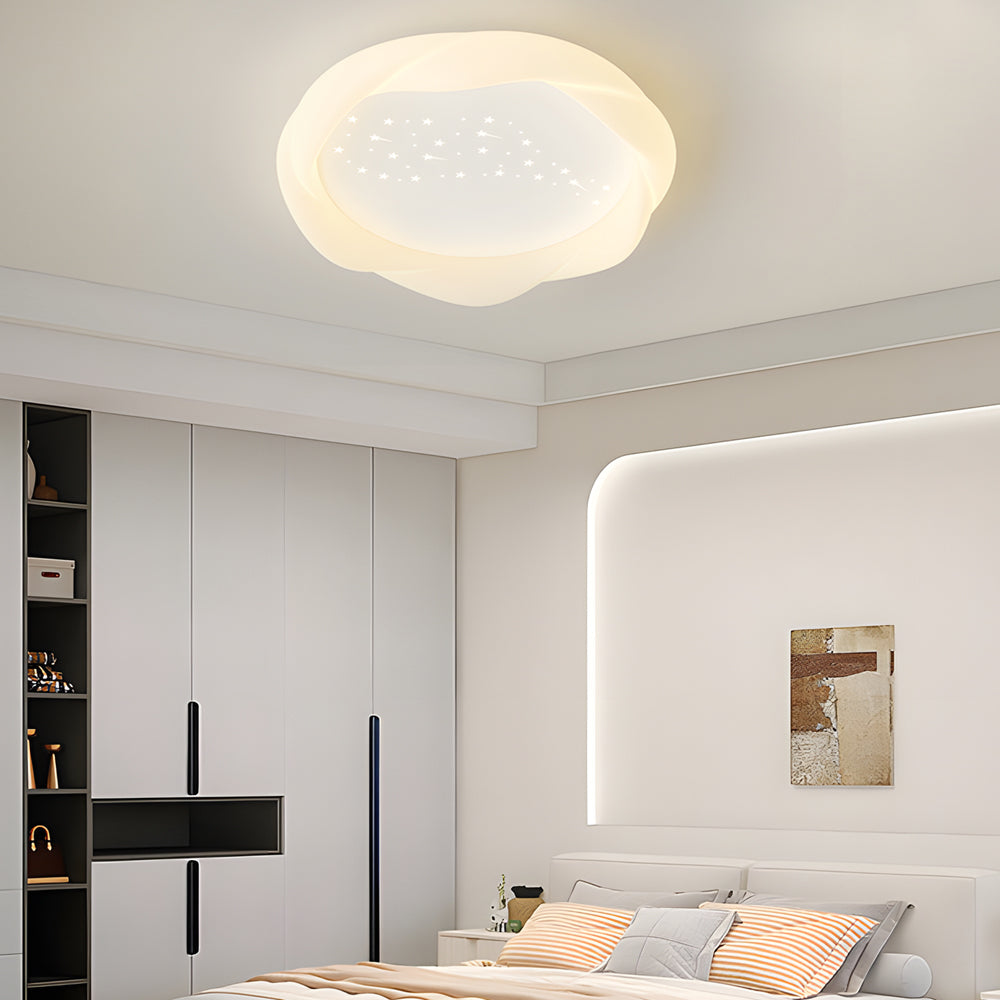 PE Shade Iron Milky White Modern Ceiling Light