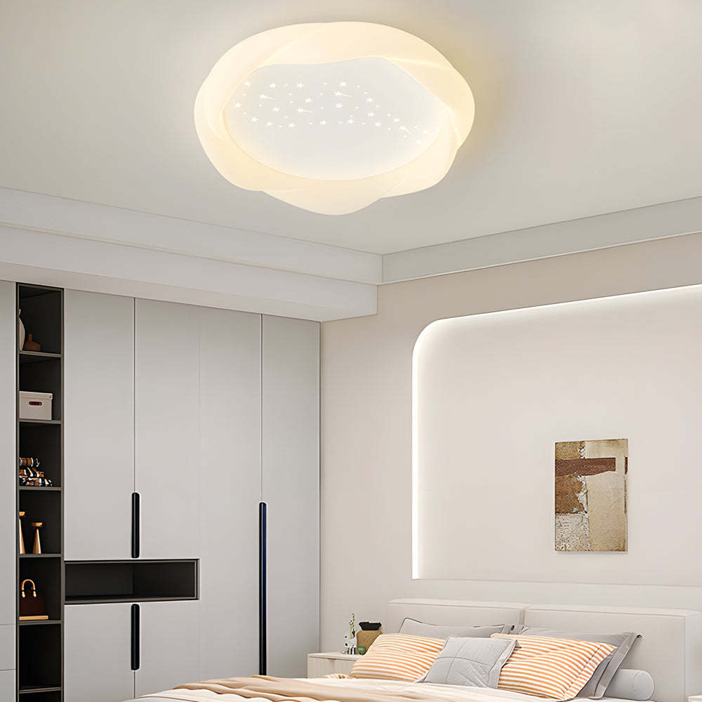 PE Shade Iron Milky White Modern Ceiling Light