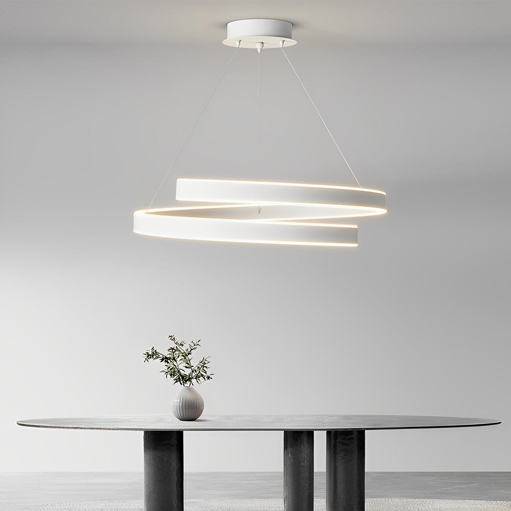 Rotating Ring Dimmable LED White Nordic Chandelier