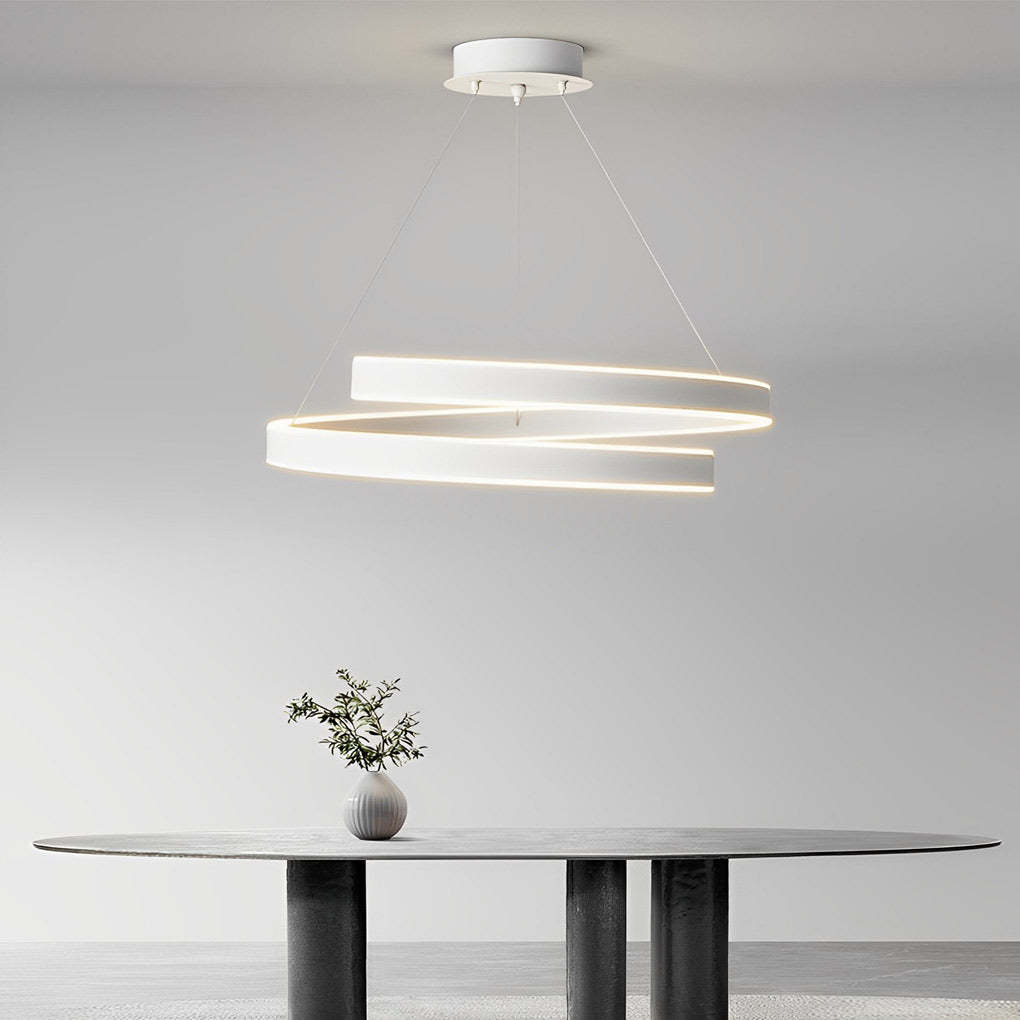 Rotating Ring Dimmable LED White Nordic Chandelier