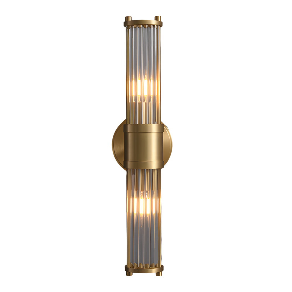 1/2-light Modern Chrome/Gold Wall Sconce with Cylinder Clear Glass Shade-Lighom